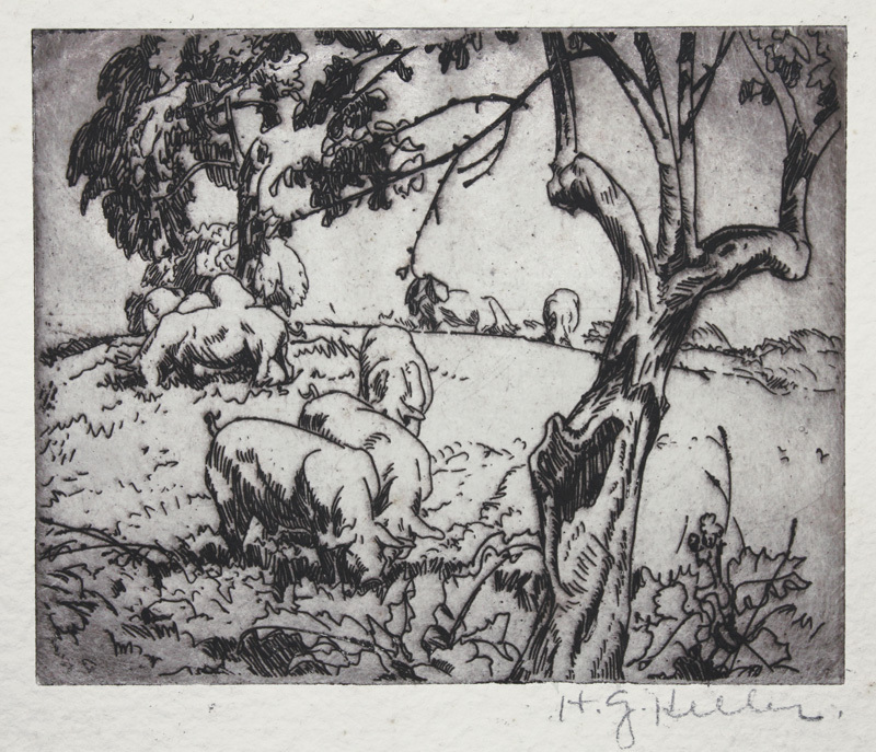 Pigs In Orchard, Humms Farm, Berlin Heights, Ohio by Henry George Keller