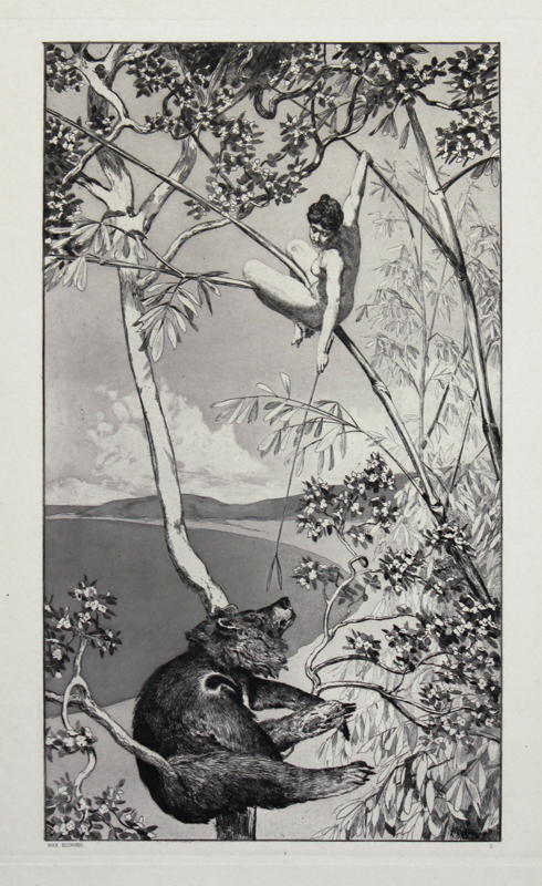 Bear and Elf; plate I from Intermezzi, Opus IV by Max Klinger