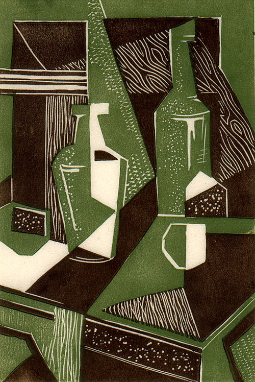 (Cubist still life with bottles) by Maurice Warner