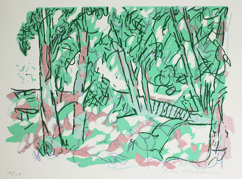 (abstract landscape in green & pink) by Roy Norman Medders