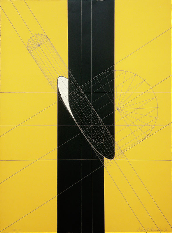 Untitled (Slashed Column, Yellow) by Arnaldo Pomodoro