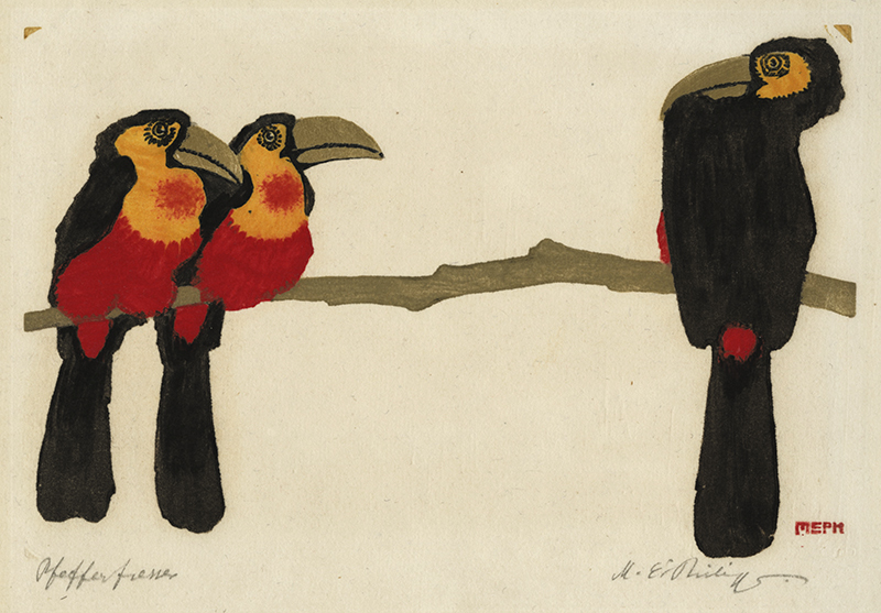 Pfeffer fresser (Three toucans on a branch) by Martin Erich Philipp