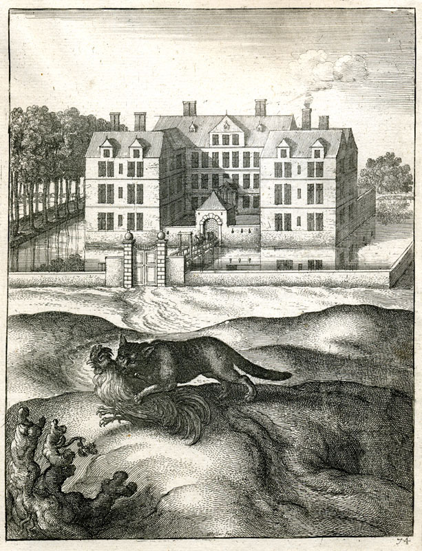 The Cat and the Cock (from Aesops Fables, after Francis Clein); plate 14 by Wenceslaus Hollar