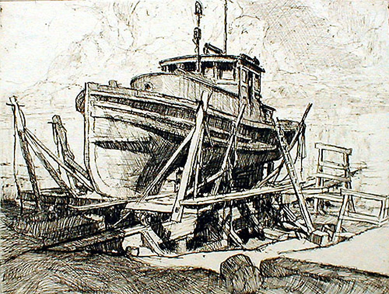 (Boat in Drydock) by Francis Augustus Todhunter
