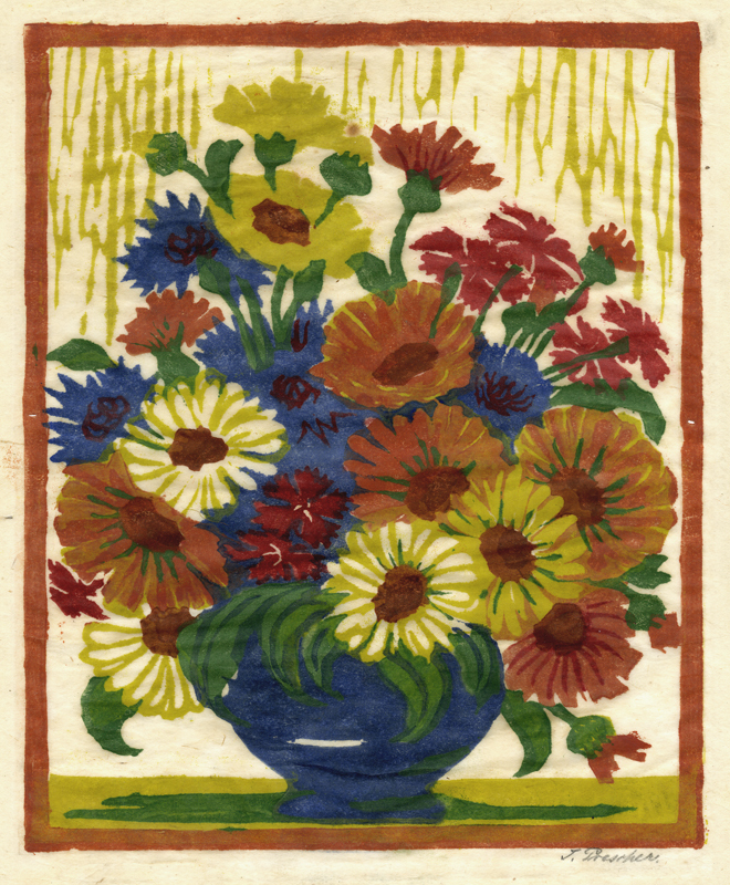 (Bouquet of Summer Flowers-blue vase) by J. Prescher