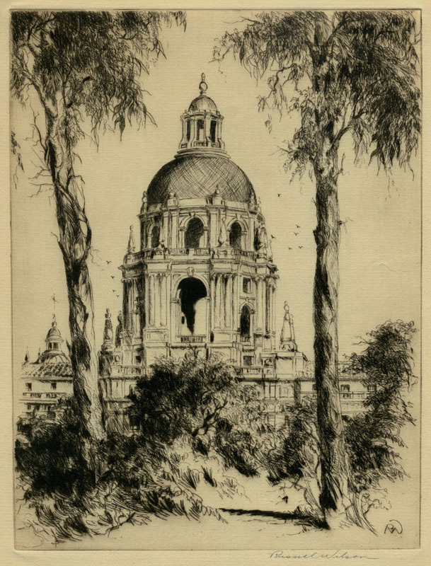 Tower of the Pasadena City Hall, Pasadena California by Arthur Russell Wilson