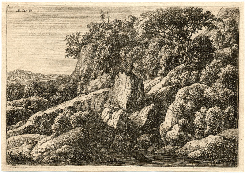 Le Pays Désert Couvert de Roches (plate 4 of 6 from Suite de six Paysages) by Anthonie Waterloo