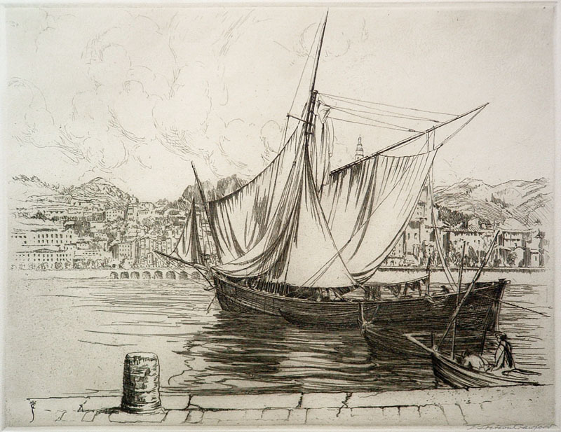 Navicello Harbor of Menton France by Earl Stetson Crawford