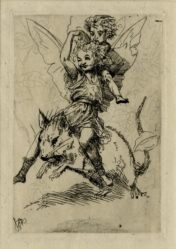 Untitled (fairie children riding mouse) by William Fitzgerald