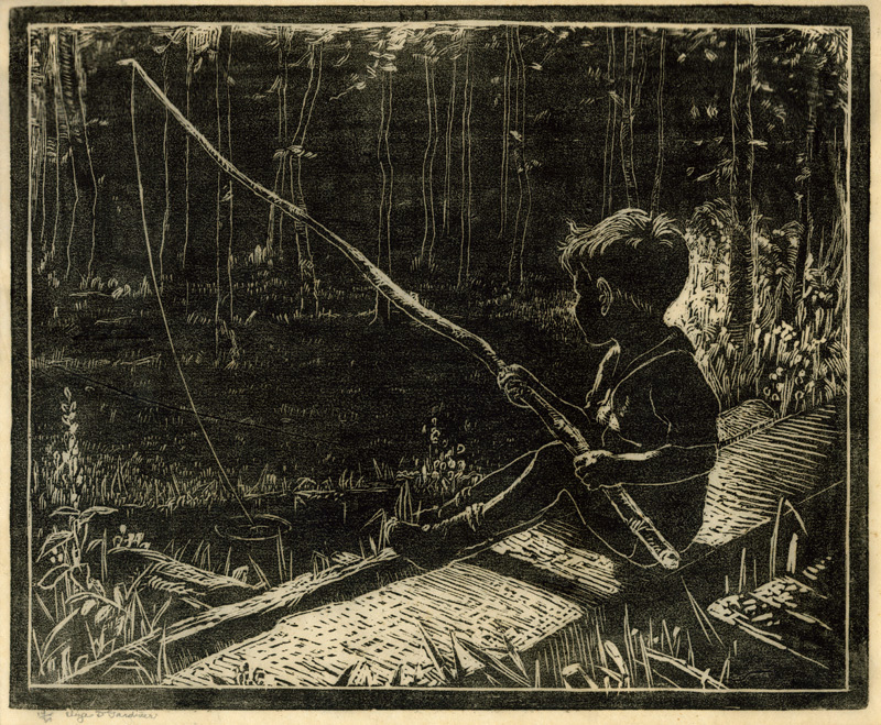 (Boy fishing with willow pole) by Eliza Draper Gardiner