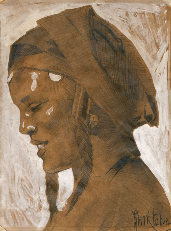 Untitled (woman with braids and scarf) by Paul von Klieben