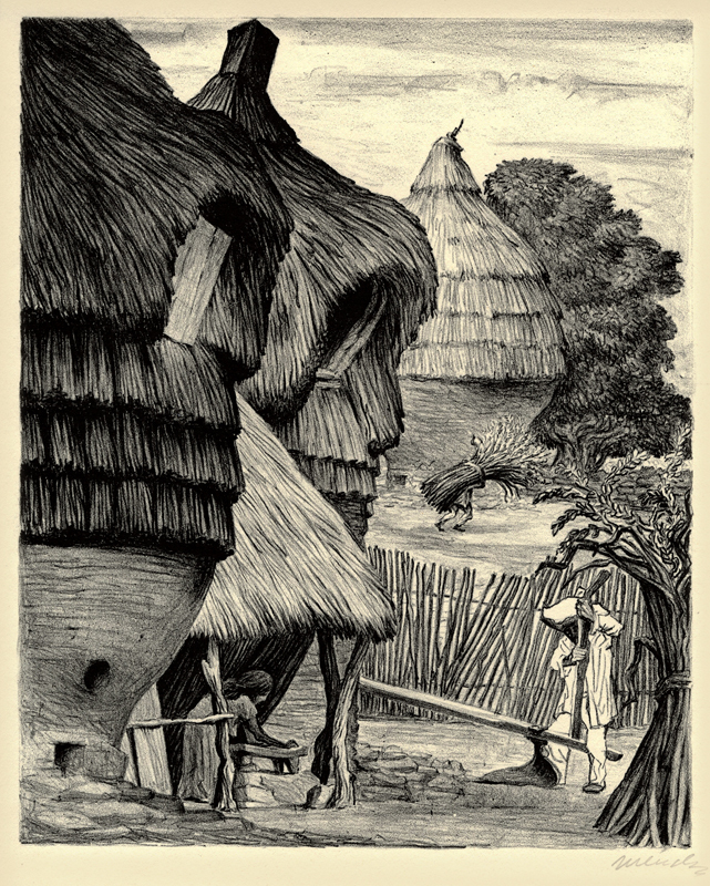 Grinding Maize, Cuautla (from: Mexican Art - A Portfolio of  Mexican People and Places) by Leopoldo Mendez