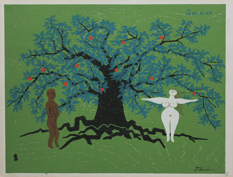 (Adam and Eve and Garden of Eden) by Tomikichiro Tokuriki
