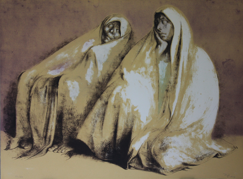 Dos mujeres con Rebozos, Sentadas (Two women with shawls, seated) by Francisco Zuniga