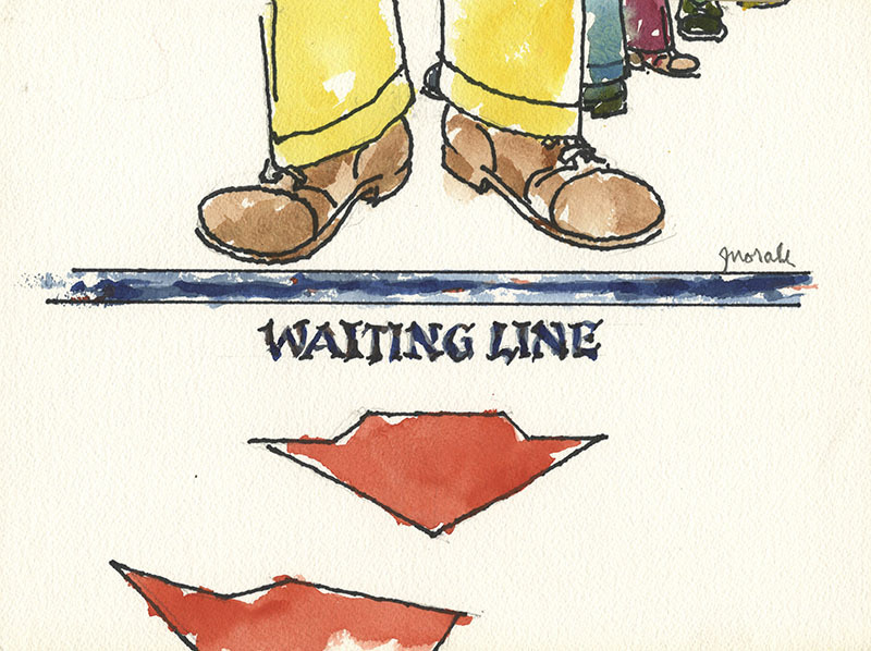 Waiting (Waiting Line cartoon) by John Burton Norall