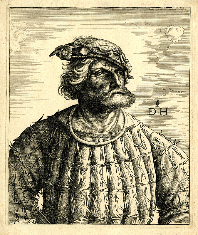 Kunz (Conrad) von der Rosen, Court Jester of Emperor Maximillian I (reverse copy after Hopfer) by Daniel Hopfer
