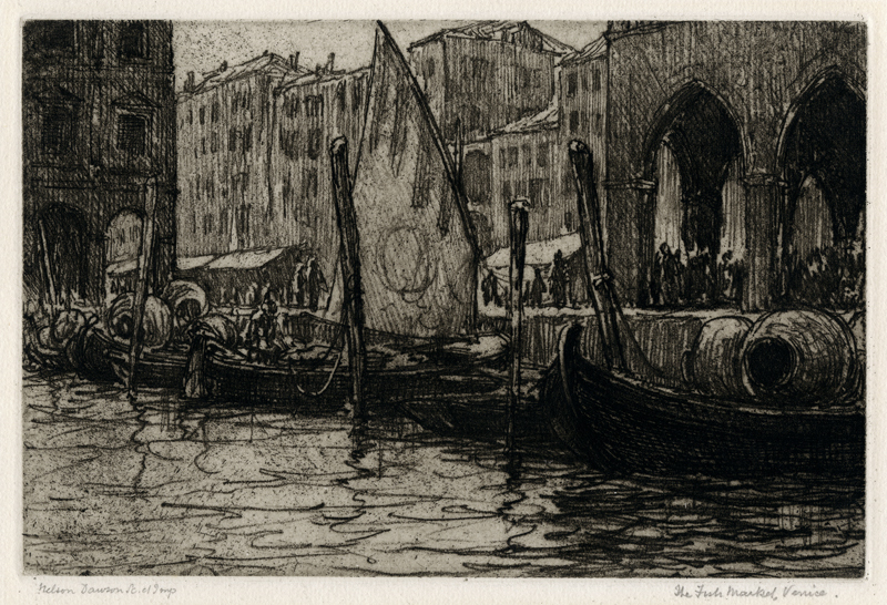 The Fish Market, Venice by Nelson Dawson