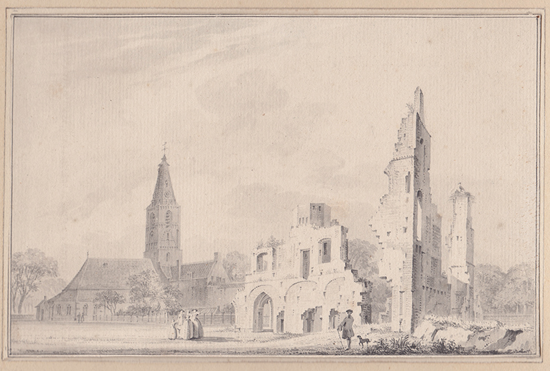 Overblyfsolen der Abdye der Rynsburg by Leiden (Remnants of the abbey at Rijnsburg near Leiden) by Paulus van Liender