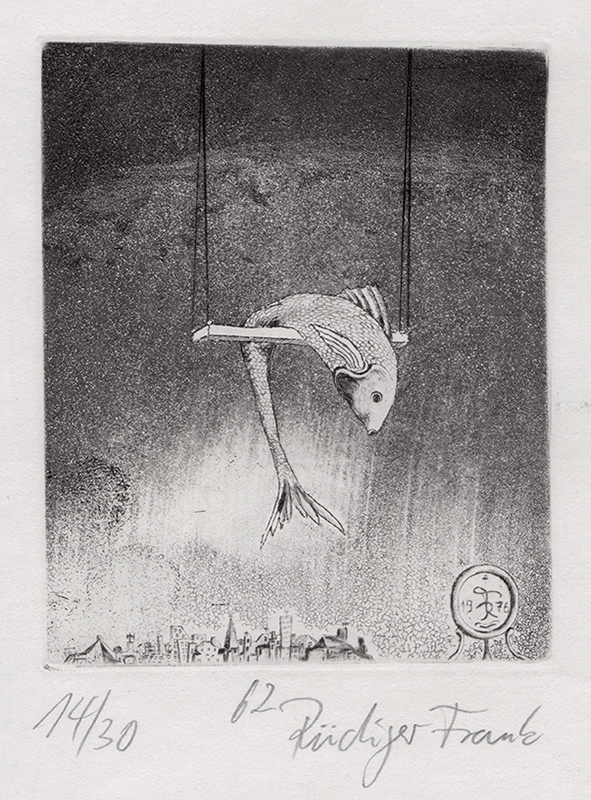 Untitled (fish on trapeze), from the series Metamorphosis Animalis by Tilopa Monk a.k.a. Rudiger Frank