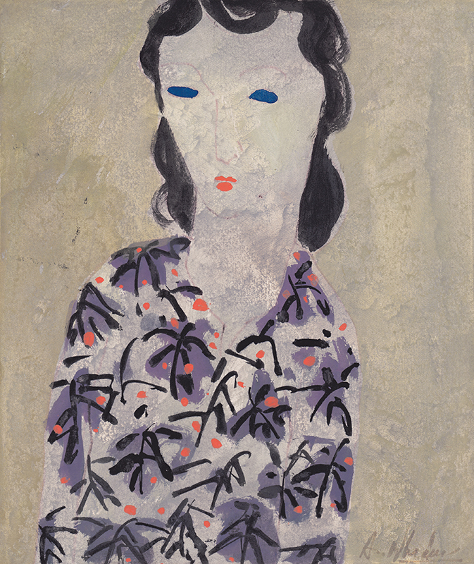 Untitled (Woman in floral fabric top) by Aida Whedon