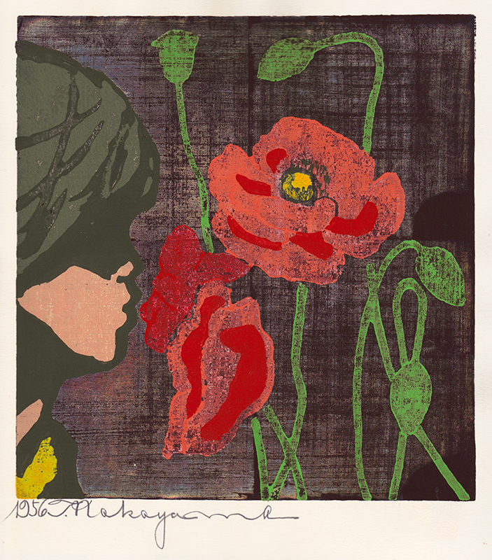 (Girl and poppies) by Tadashi Nakayama
