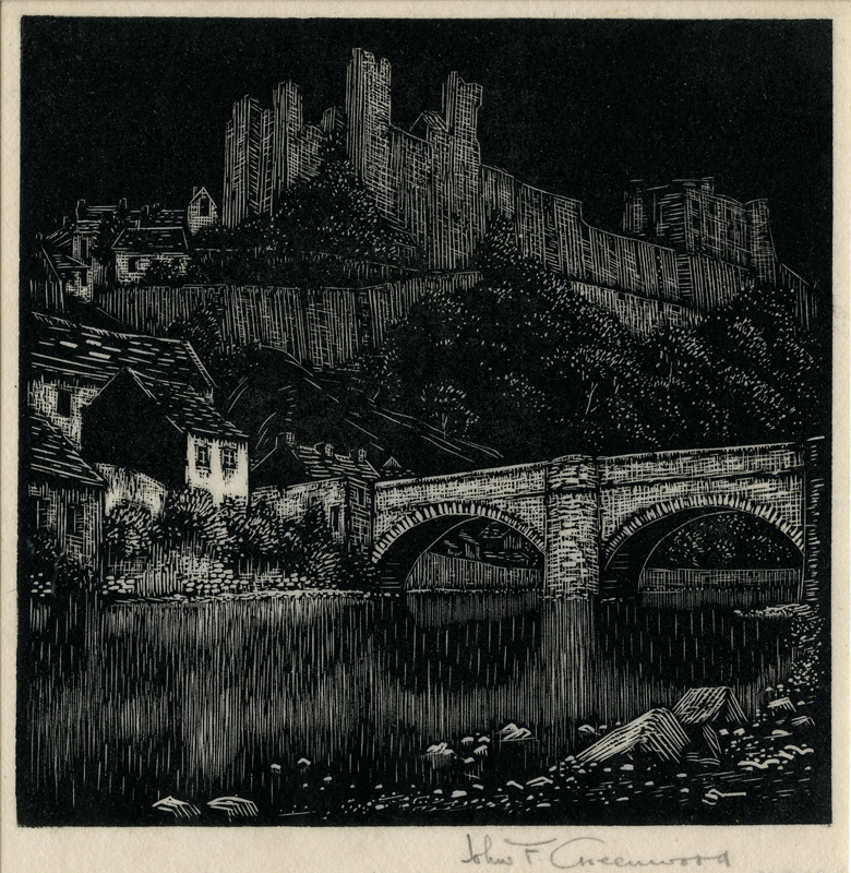 (Castle, bridge over river) by John Frederick Greenwood