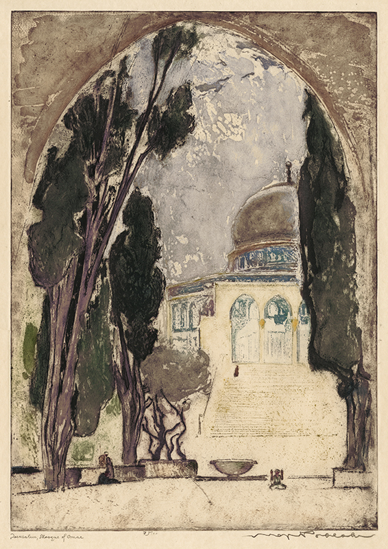 Palestine, Mosque of Omar a.k.a. Mosque of Omar with Cypresses by Max Pollak
