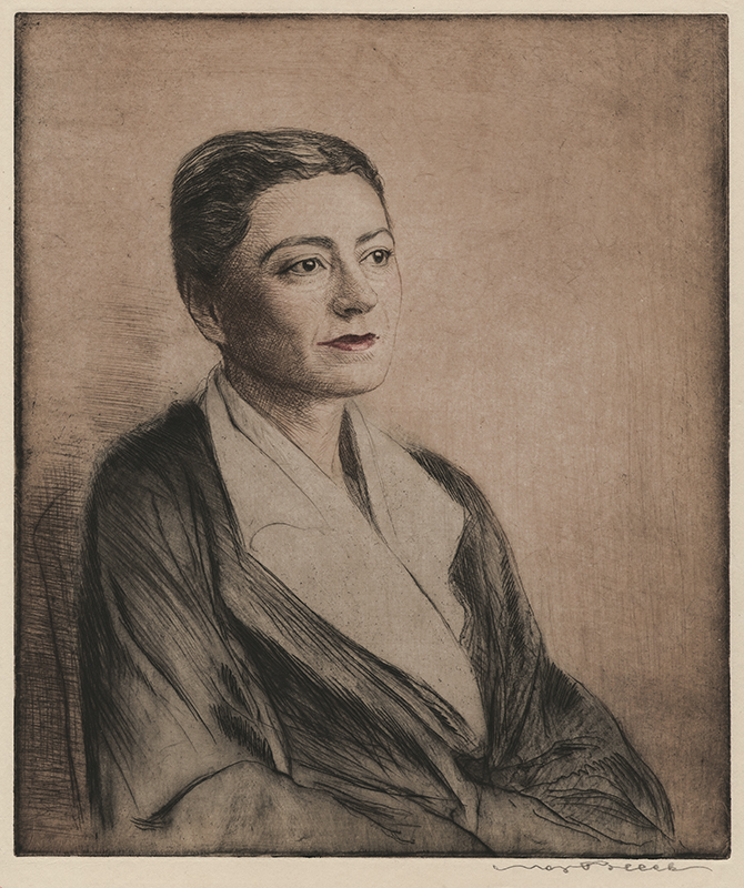 (Portrait of woman with white lapel) by Max Pollak