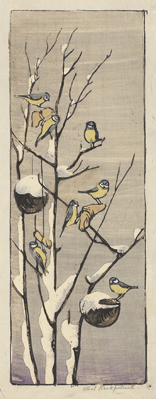 (Birds on snow laden Branches) by Ethel Kirkpatrick