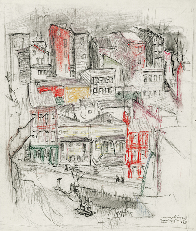 From Top of Main St.: Cincinnati (preliminary sketch) by Max Pollak