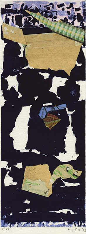 Untitled (abstraction in midnight blue with collage) by Emmanuel Flipo