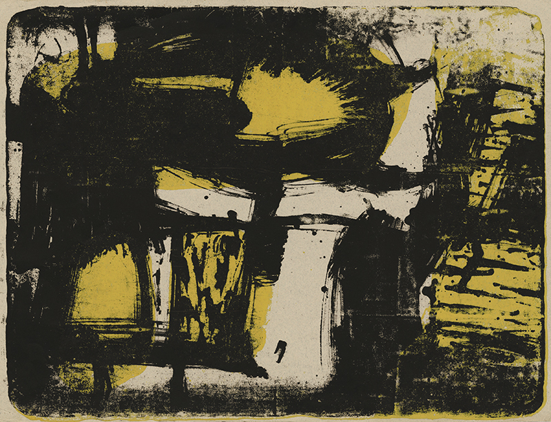 Untitled (yellow and black abstraction) by Unidentified