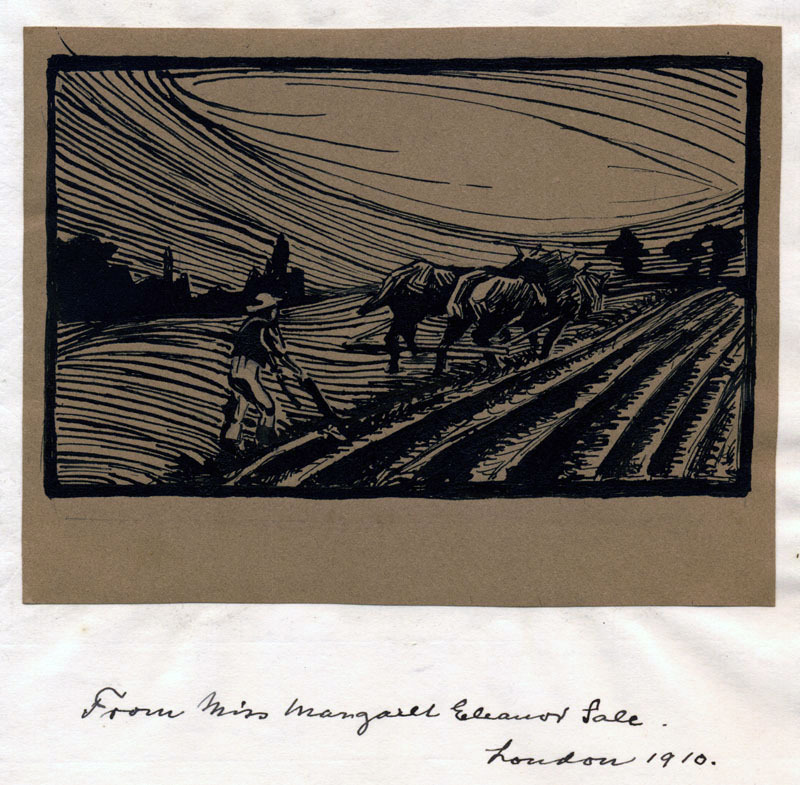 (Farmer Plowing) by Margaret Eleanor Sale