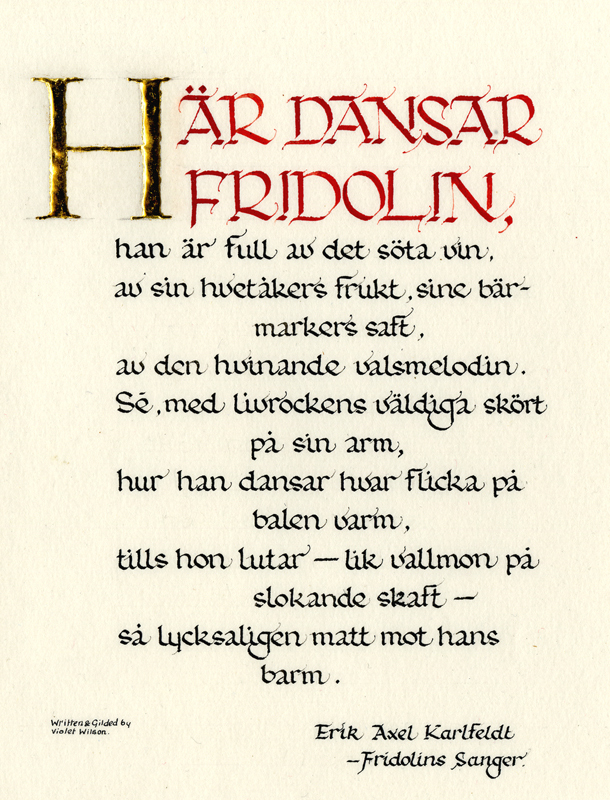 Har Dansar Fridolin (from a poem by Erik Axel Karlfeldt) by Violet Wilson