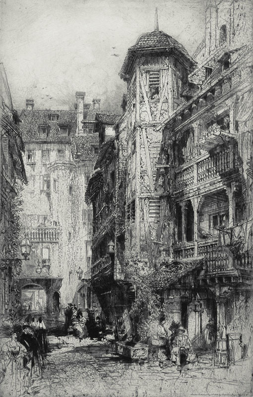 Cour du Corbeau, Strasbourg by E. Hedley Fitton Annex Galleries Fine