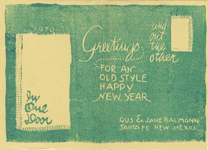 Holiday card for 1970: In One Door and Out the Other by Gustave Baumann