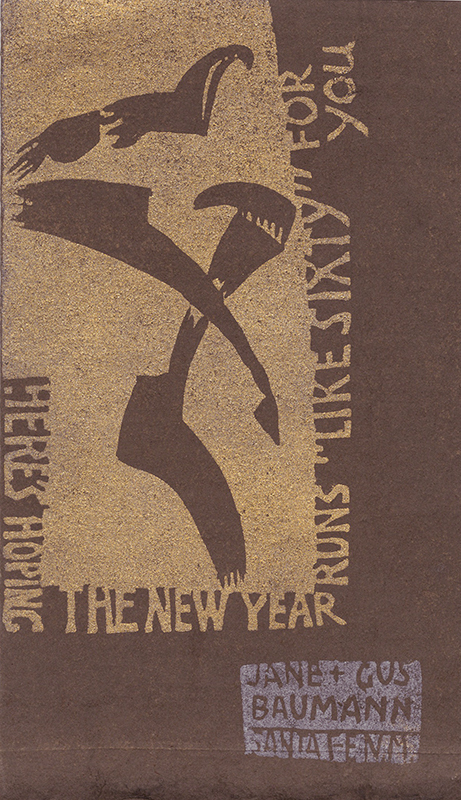Greeting Card for 1960: Heres Hoping The New Year Runs Like Sixty for You by Gustave Baumann