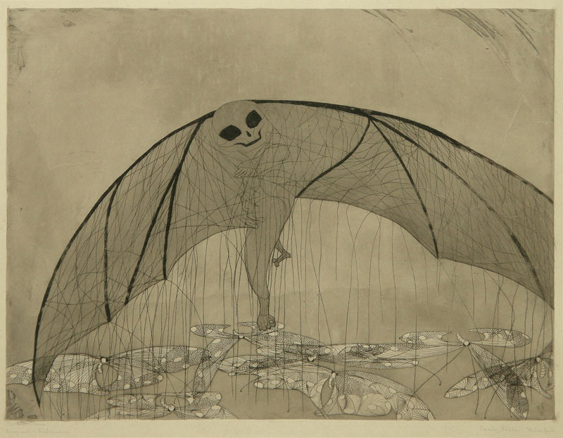 (Bat and Dragonflies) by Paula Rossler