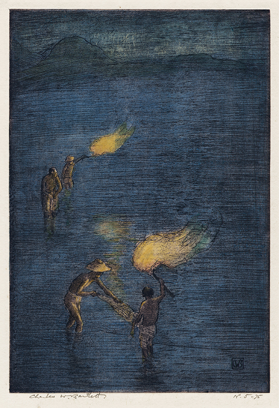 Torch Fishermen (a.k.a., Fishing by Torchlight) by Charles William Bartlett