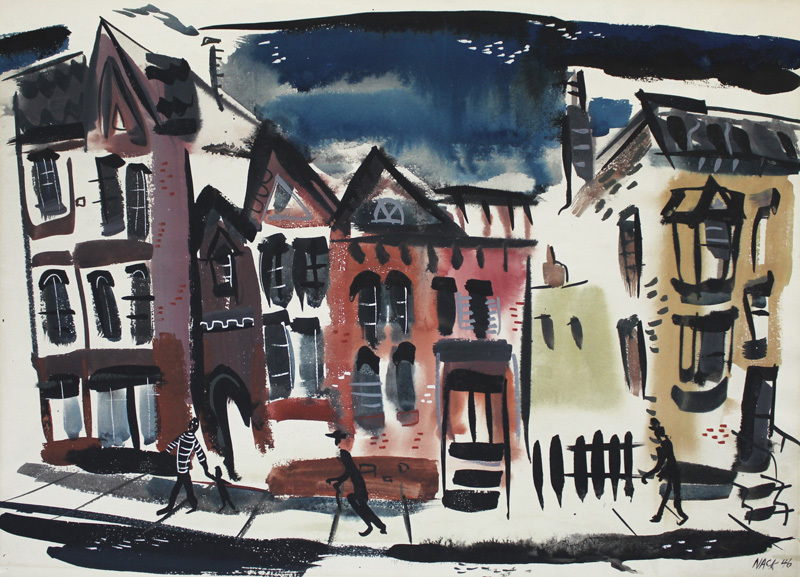 (cityscape with row of houses) by Kenneth Nack