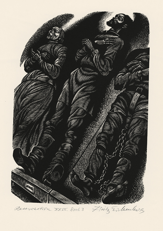 The Exiled at Final Rest - from Resurrection by Leo Tolstoy by Fritz Eichenberg