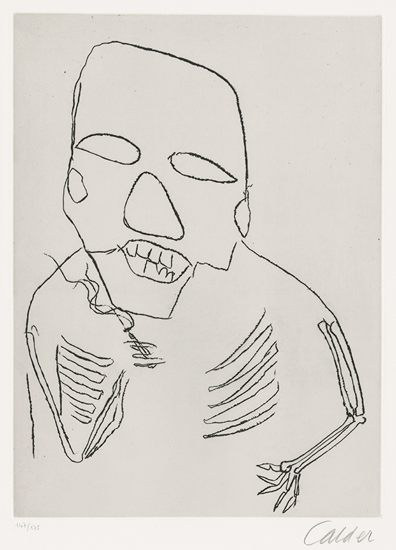 Untitled - Death Smoking a Cigarette (from the portfolio Santa Claus - A Morality, nine etchings to accompany e.e. cummings play) by Alexander Calder
