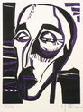 Untitled (black and purple abstract face) by Carl-Heinz Kliemann