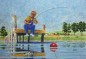 Waiting (Boy fishing on dock) by John Burton Norall