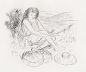 (Girl with basket beside river) by Andre Dunoyer De Segonzac