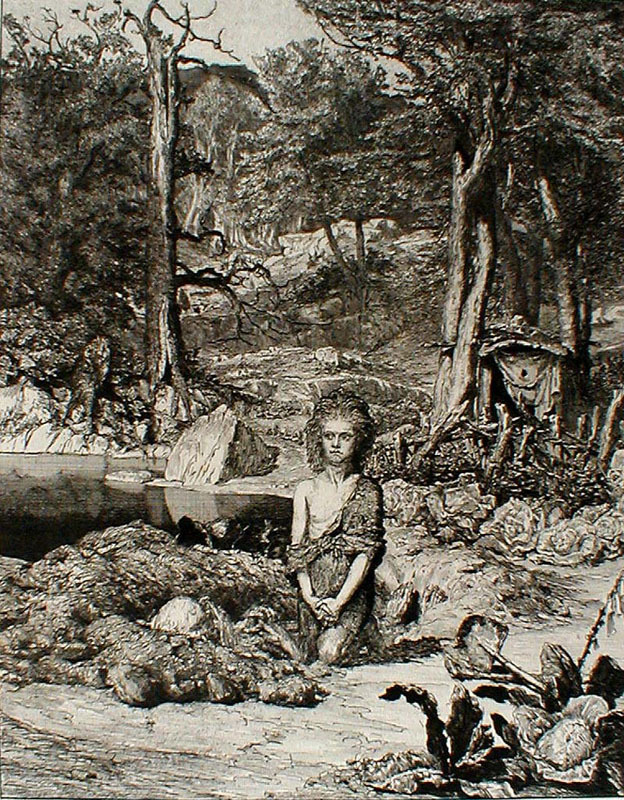 Simplicius At the Hermits Grave; plate VIII from Intermezzi, Opus IV by Max Klinger