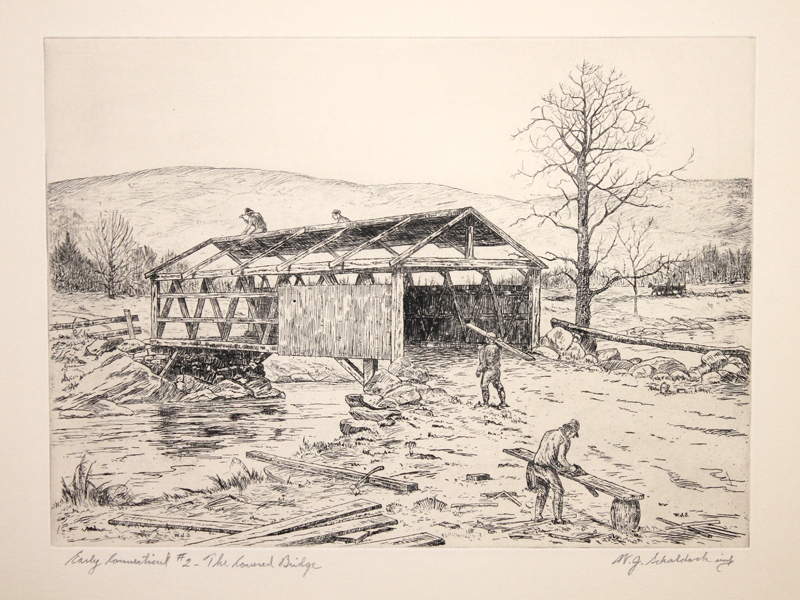 Early Connecticut #2 - The Covered Bridge by William Joseph Schaldach
