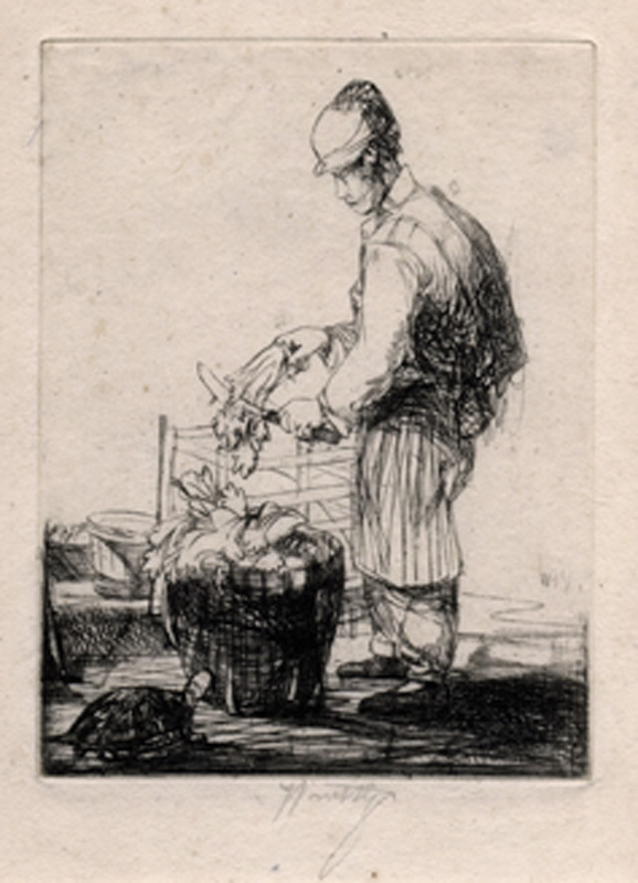 Chinaman and Turtle by John William Winkler Annex Galleries Fine Prints