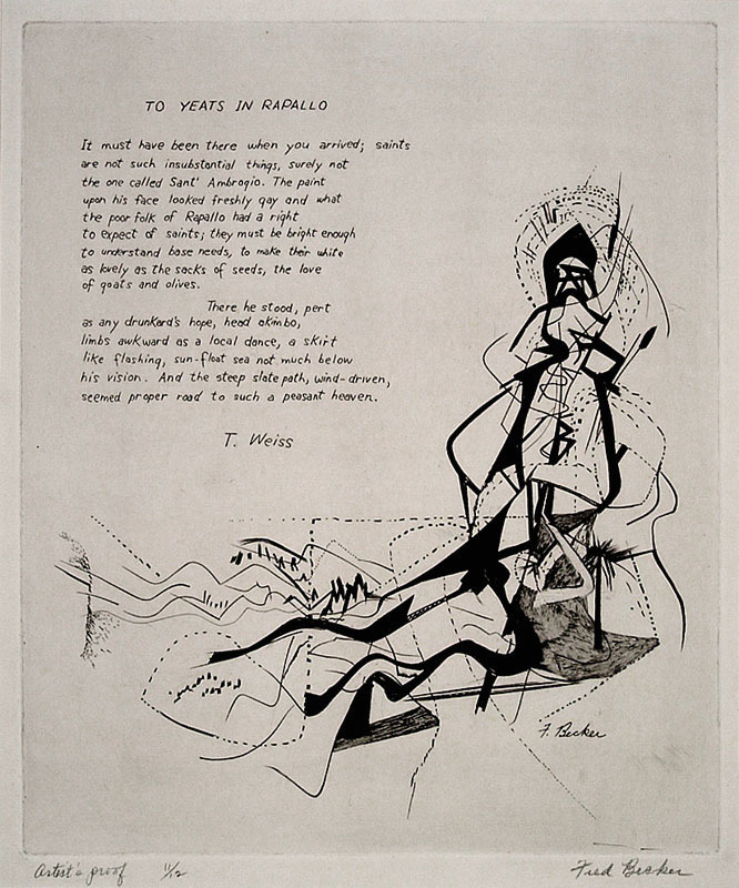 Yeats in Rapallo (from 21 Etchings and Poems, poem by T. Weiss) by Fred G. Becker