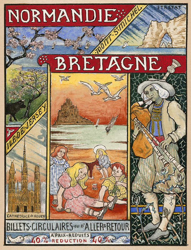 Normandie-Bretagne - Billets, Circulaires, ou dAller et Retour (after Paul Berthon) by Christophe Adrien (Count) Regley de Koenigsegg